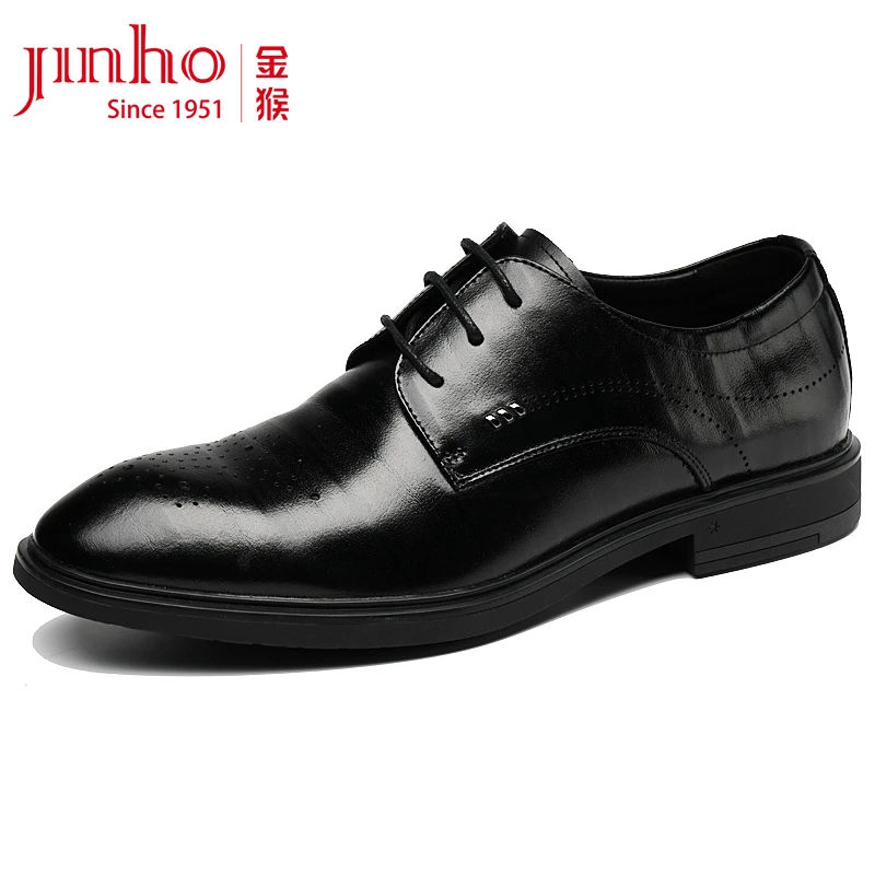 Jinho/金猴时尚英伦风商务正装系带男士皮鞋真皮透气男鞋S250878A