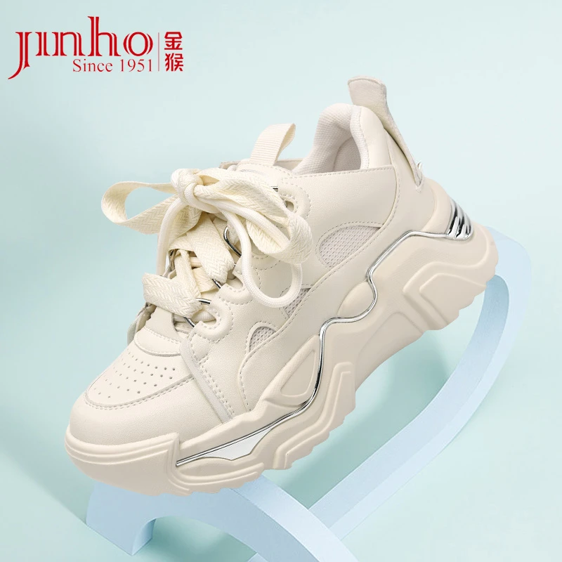 Jinho/金猴秋季新款松糕厚底鞋老爹鞋仙女ins风休闲女鞋SQ18032G
