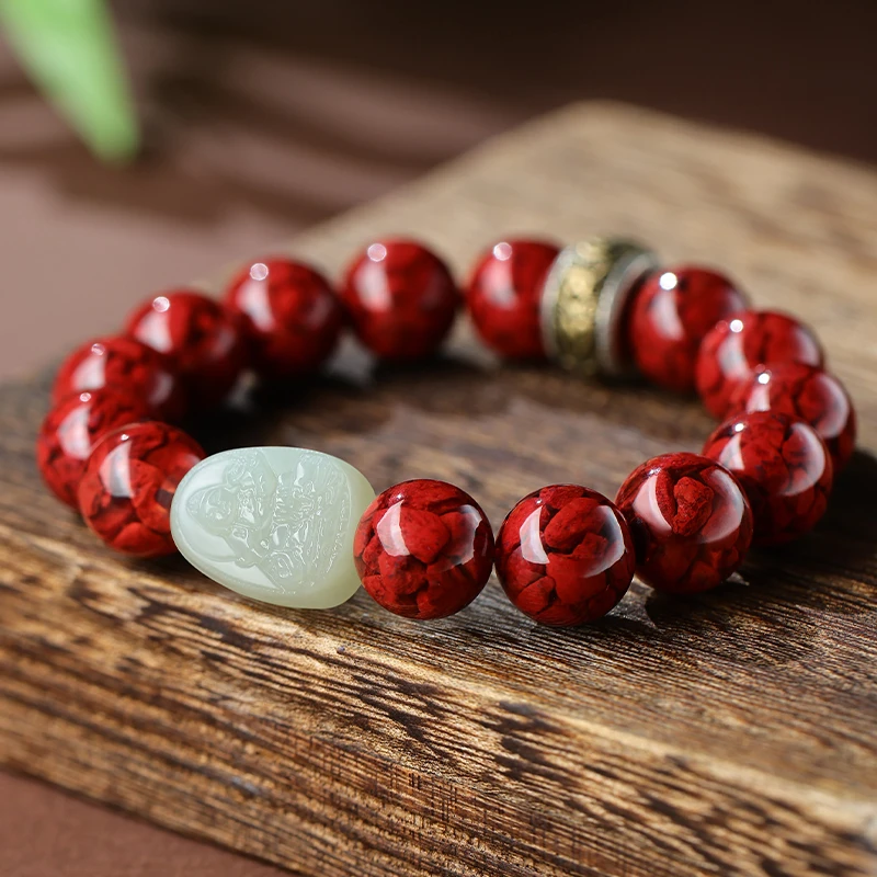 天然辰砂2025蛇年朱砂手串手链男款晶体属蛇护身符本命佛