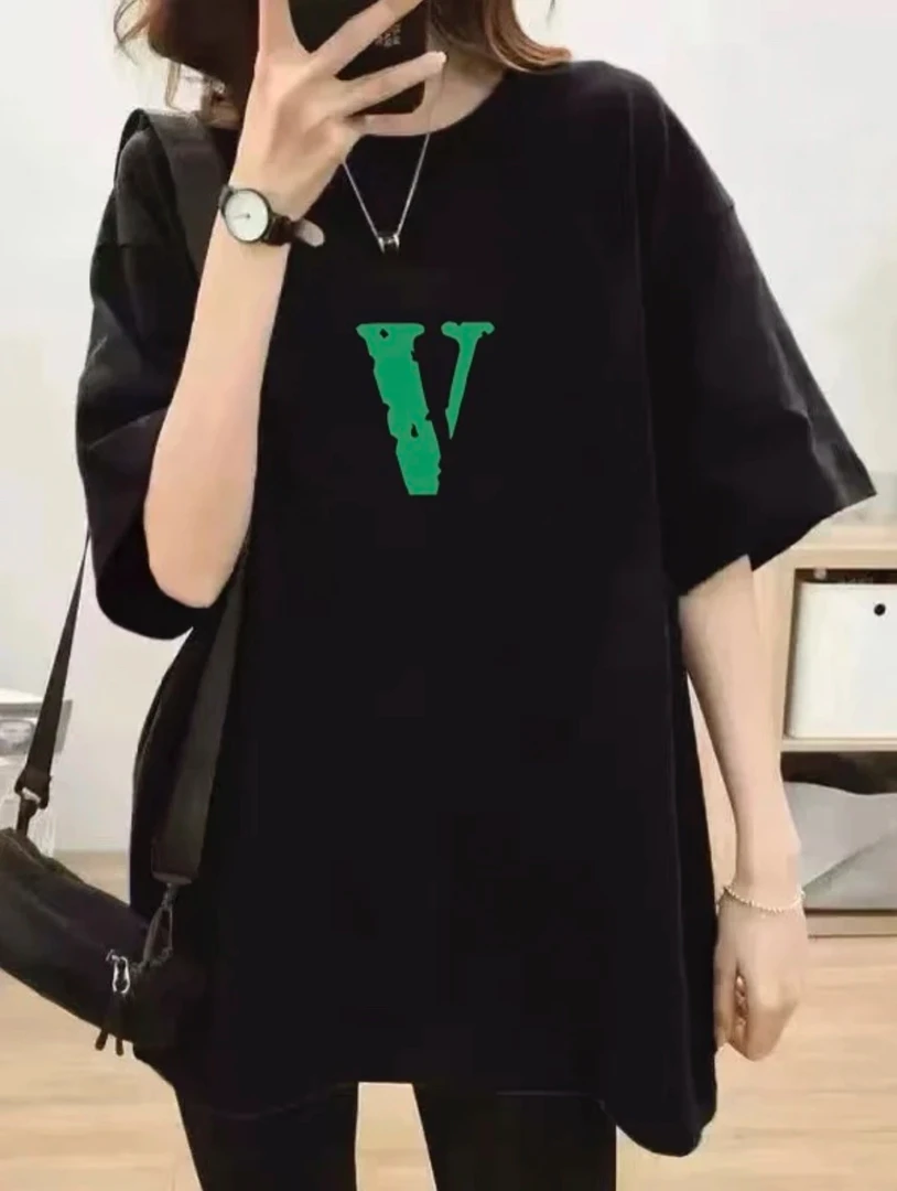 100%纯棉夏季显瘦t恤女大码胖mm高级感休闲短袖潮牌百搭宽松上衣