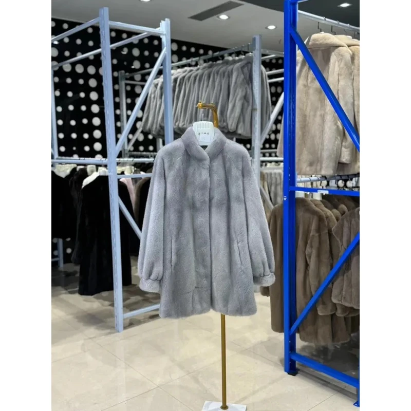 SPECTPEAC/尊和【796】女士水貂外套宽松立领冬季纯色设计师潮牌