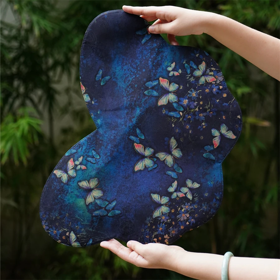 大碗茶器 蝶舞纷飞香妃娘娘茶席双面纤维香云纱防水隔热茶垫45*25