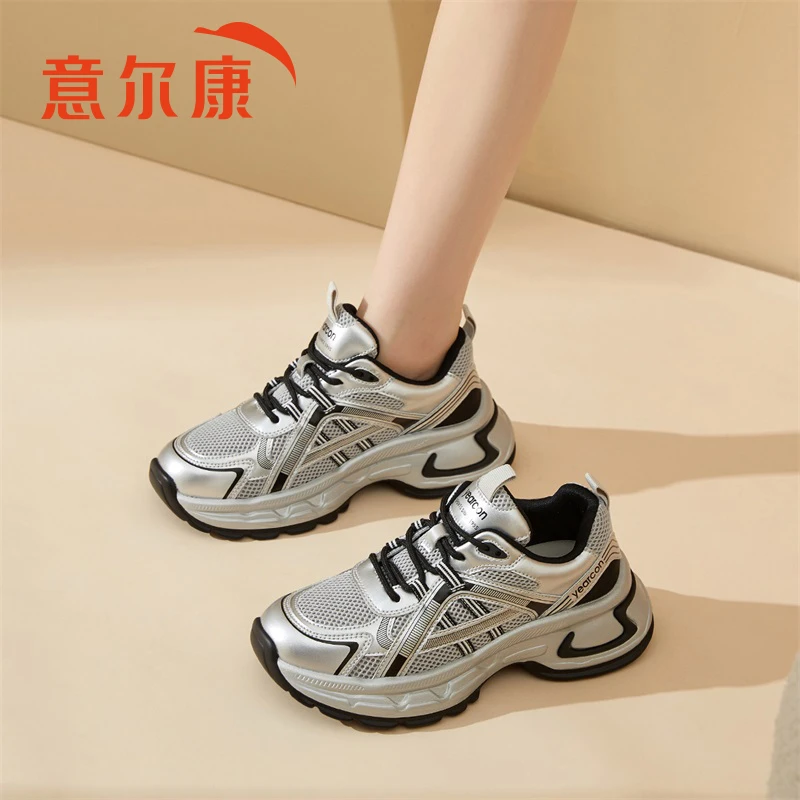 意尔康女鞋春秋款2025新款冬季爆款女士高级感厚底跑步运动老爹鞋