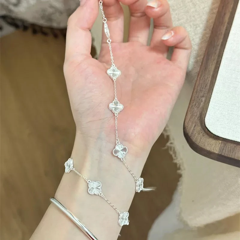 足银手链 D01 足银999.9五花镭射幸运草手链