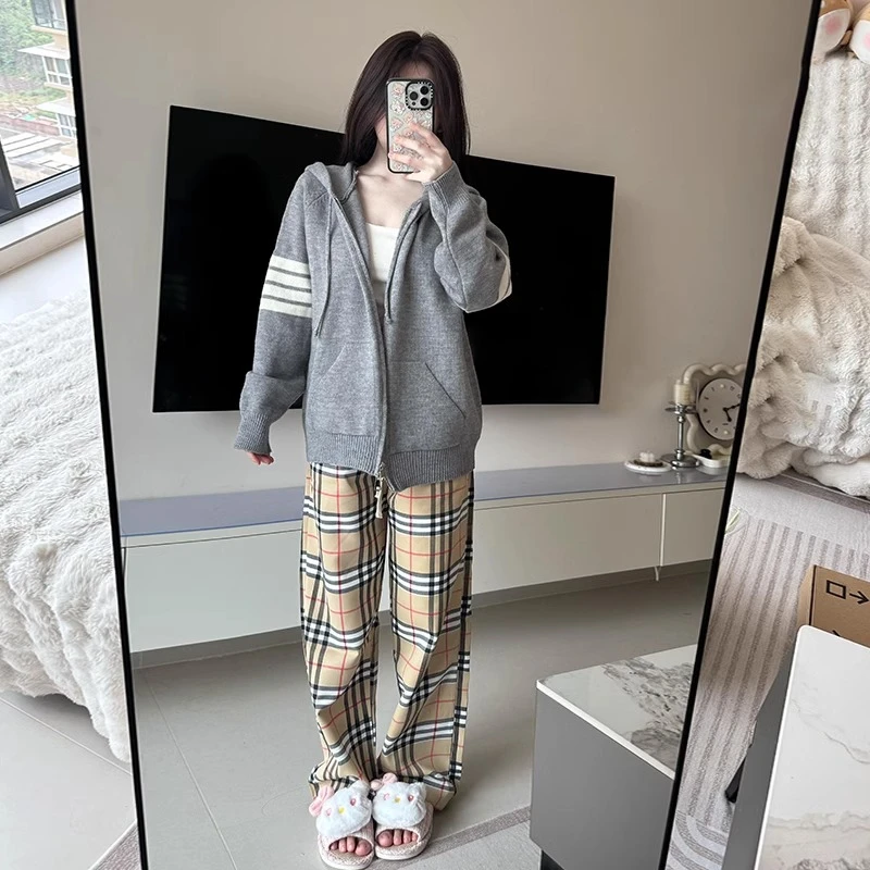 连帽毛衣开衫外套2024新款爆款宽松慵懒风高级感上衣针织衫女秋冬