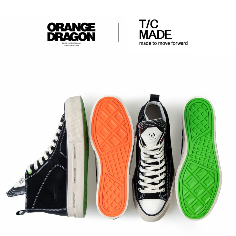 TCMADE× OD 24SS联名翻毛牛皮拼接低帮高帮帆布鞋 硫化厚底鞋