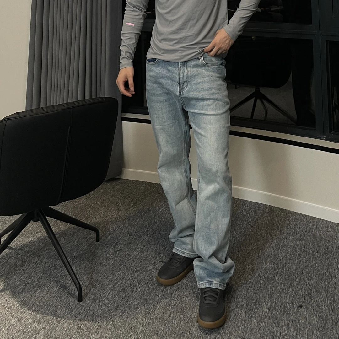 GTAL美式蓝色牛仔裤15高盎司直筒vintage休闲裤水洗做旧经典长裤