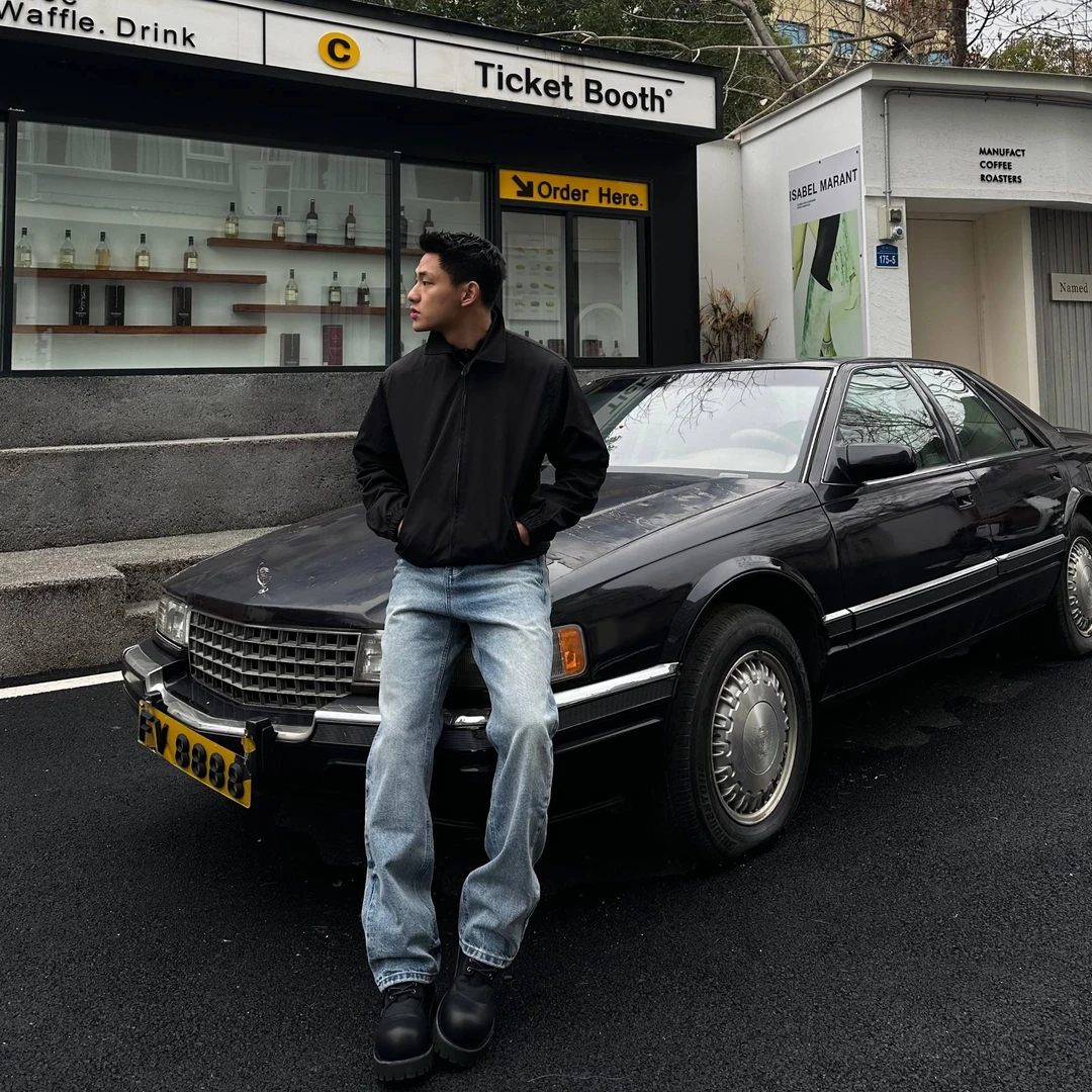 GTAL美式15高盎司蓝水洗复古做旧纹理直筒牛仔裤休闲vintage 长裤