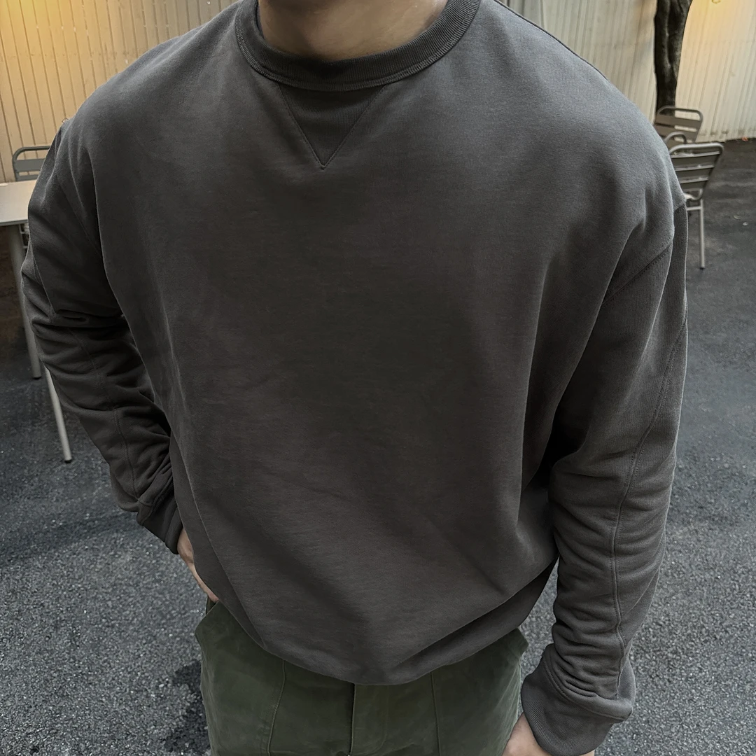 GTAL美式480g纯棉卫衣重磅纯色显壮轮廓感长袖秋冬百搭圆领上衣