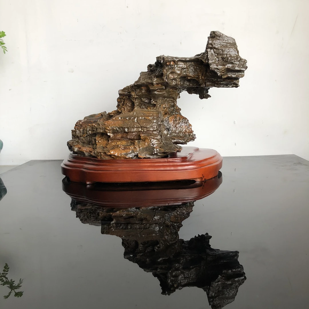 新疆硅化木木化石案头文房山子中式玄关造型石头天然原石奇石摆件