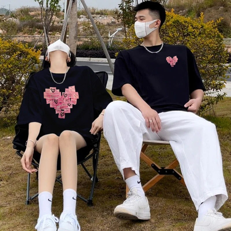 【两件装】不一样情侣装早春夏季roora2023新款衣服特别短袖T恤女