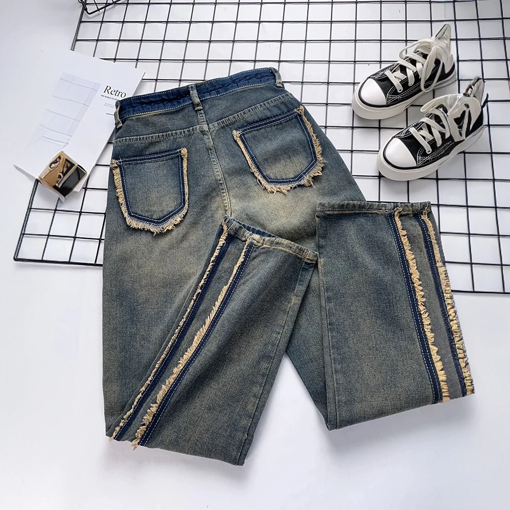 2024新款秋冬季高腰复古百搭显瘦休闲直筒阔腿垂感拖地牛仔裤子潮