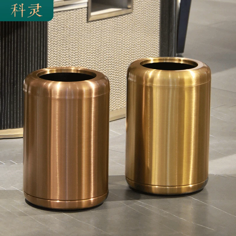 不锈钢垃圾桶家用客厅双层高颜值轻奢大号卧室厨房商用卫生间无盖