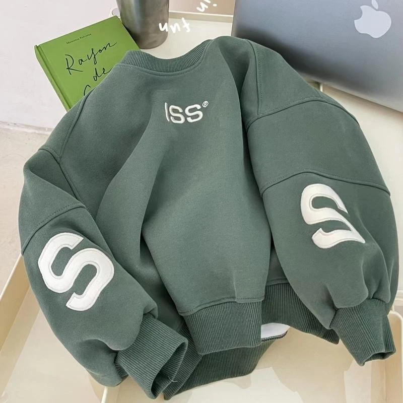新款上新热销男童冬季休闲套头卫衣韩系儿童2023年新款宽松上衣中