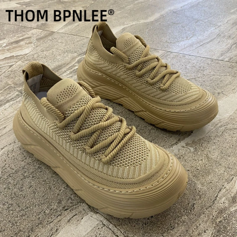 THOM BPNLEE男鞋春夏季2024时尚休闲鞋厚底网面鞋舒适飞织男鞋脚