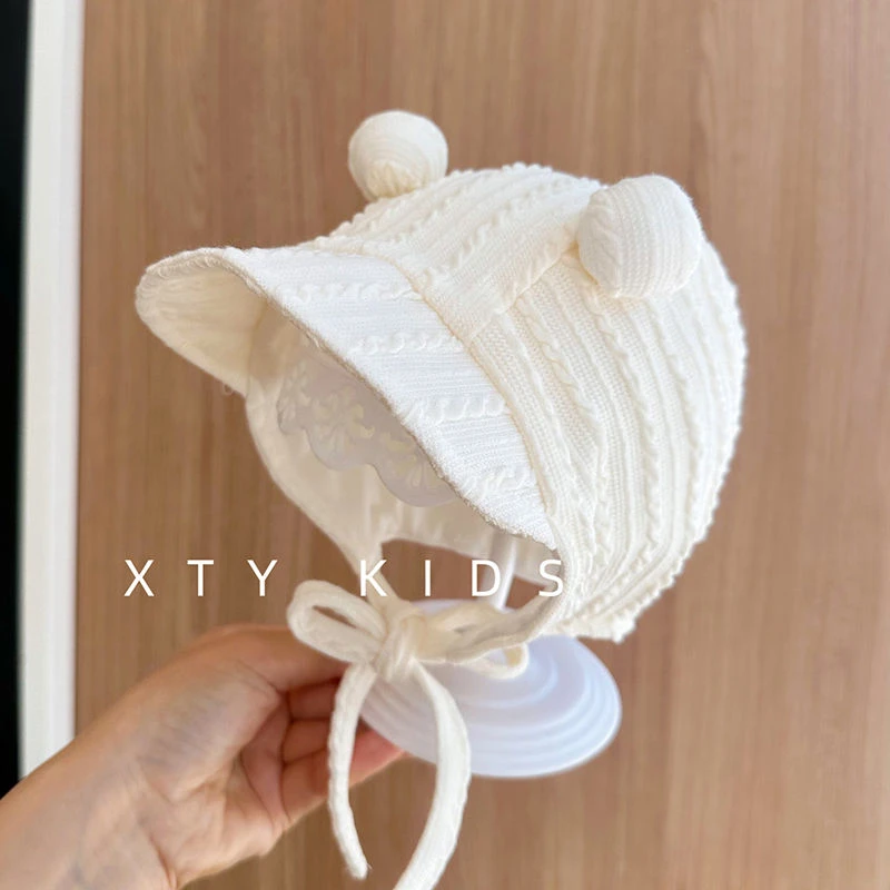 可爱球球春秋新款宝宝护耳帽婴儿帽子超萌百搭护囟门胎帽遮阳帽潮