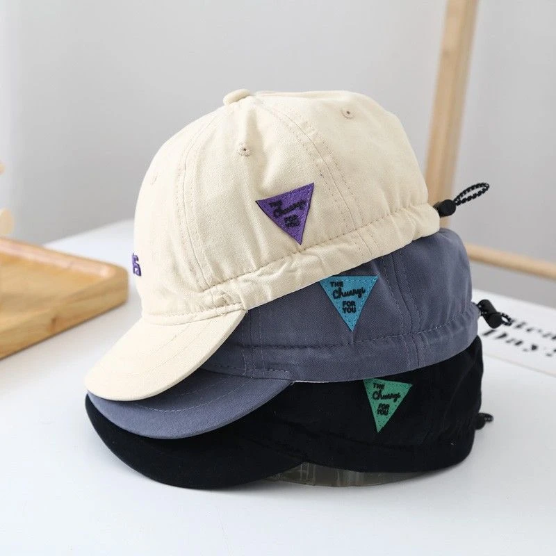 日系短檐儿童字母刺绣鸭舌帽春秋季男女童遮阳防晒棒球帽夏亲子款