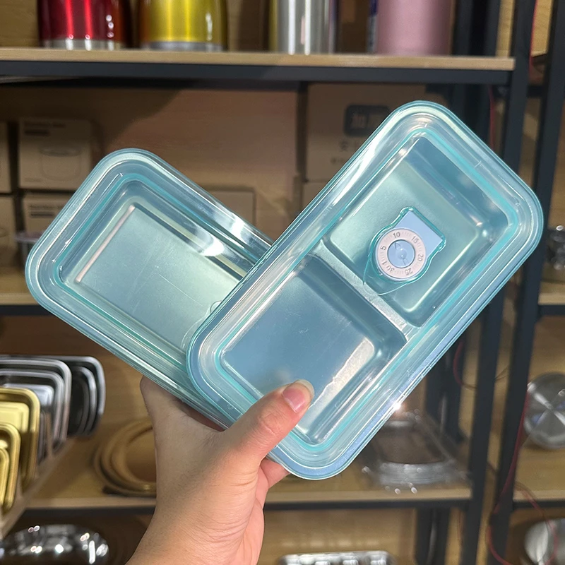 【品质高货】方盒保鲜盒2件套收纳盒长方形食品泡菜酱料304不锈钢