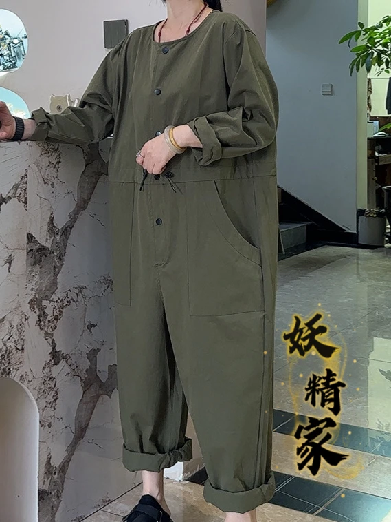 816【妖精家】秋季新款时尚洋气长袖阔腿连体裤女休闲裤子