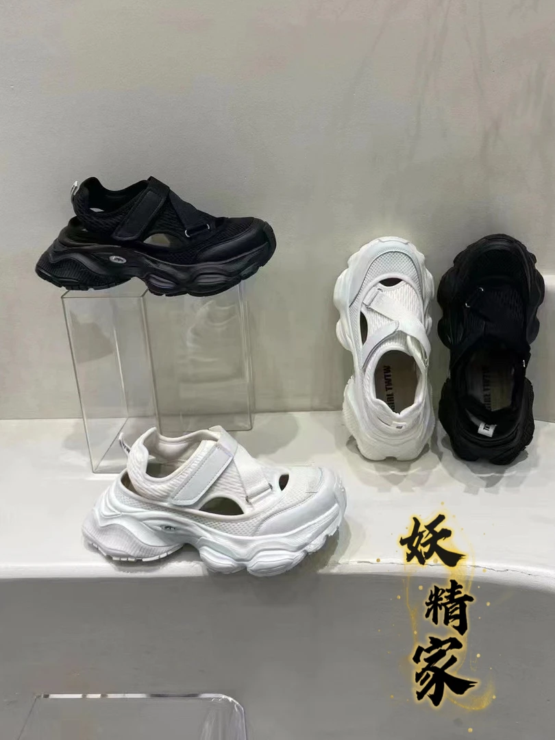 A2A3066【妖精家】SGIRL TWTW夏季厚底魔术贴网面透气老爹凉鞋女ins