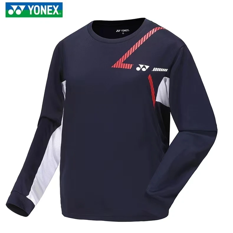 YONEX/尤尼克斯训练款男女同款羽毛球服速长袖干透气运动圆领
