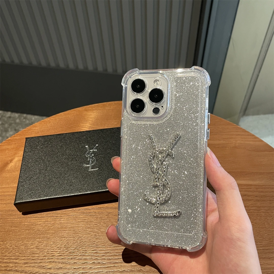 大牌圣罗兰苹果15promax手机壳iPhone14pro高级水钻13p奢华12p/11