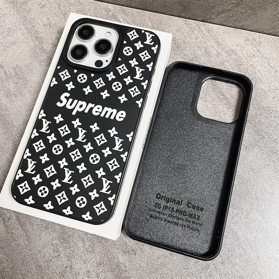 创意大牌苹果iPhone15ProMax手机壳14Pro老花13/12个性11潮牌黑白