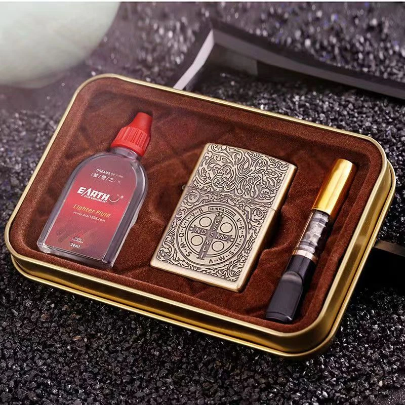康斯坦丁青铜煤油打火机烟嘴套装创意手工浮雕老式复古礼盒装男士