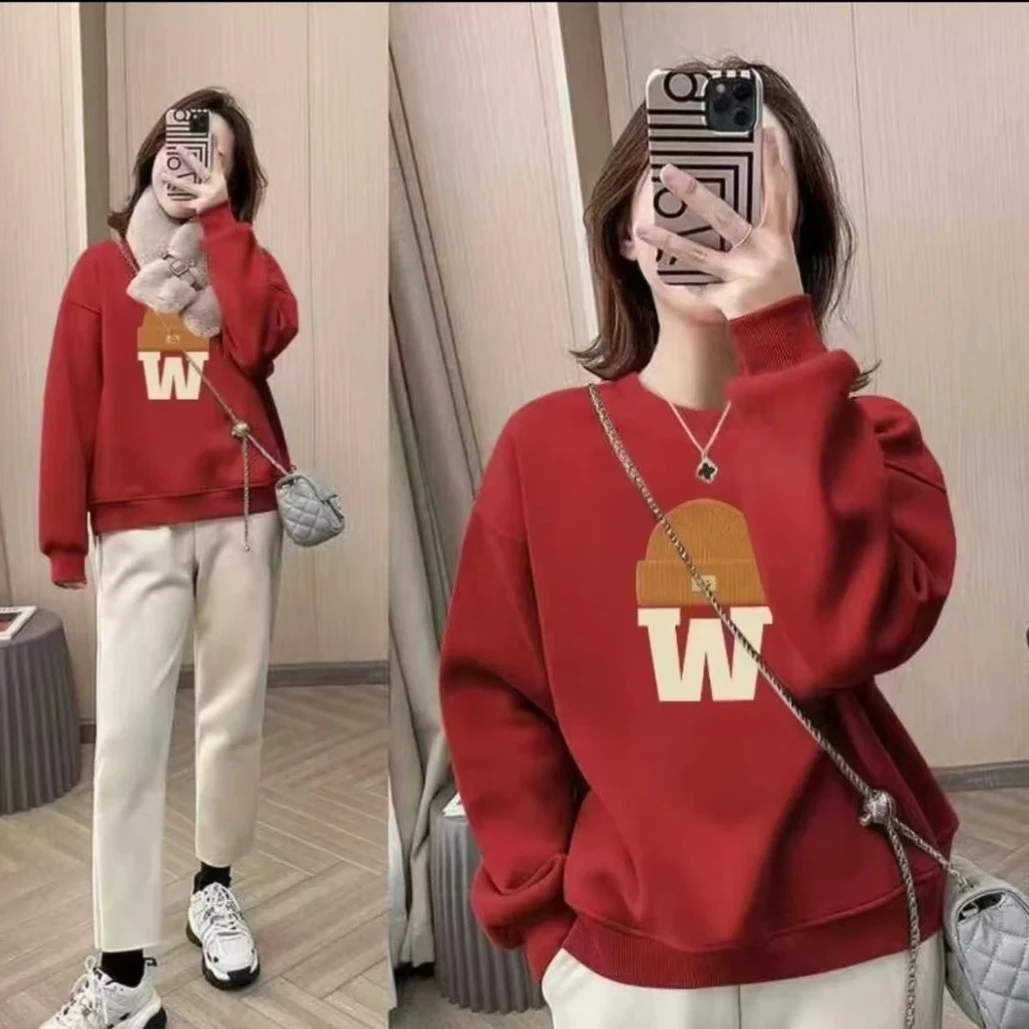 秋冬新款卫衣时尚百搭休闲潮流印花圆领男女款卫衣