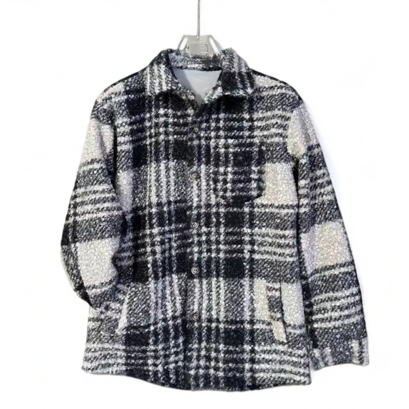 2024秋季新品 男士时尚潮牌宽松款格子衬衫外套 休闲百搭翻领衬衫