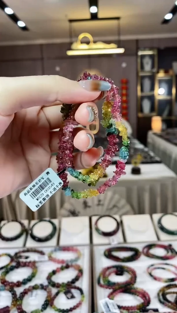 【闪购商品】碧玺原石三圈手串未镶嵌一物一证D多样性发货一条