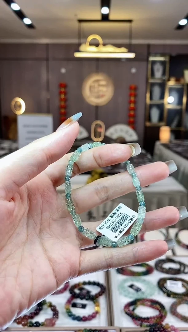 【闪购商品】碧玺桶珠单圈手串未镶嵌一物一证D