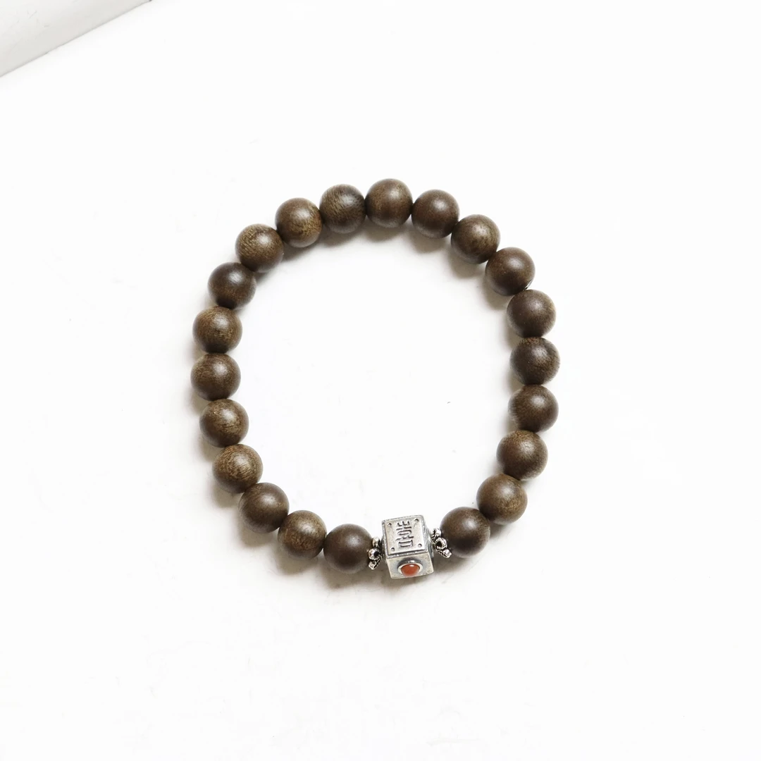 925银手链 原创设计款单圈简约女款手串手链绿8mm