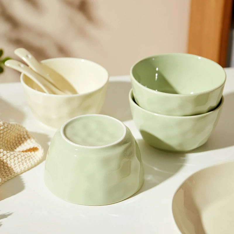 奶油风6只装4.5英寸米饭碗家用简约奶油风饭碗创意网红陶瓷碗