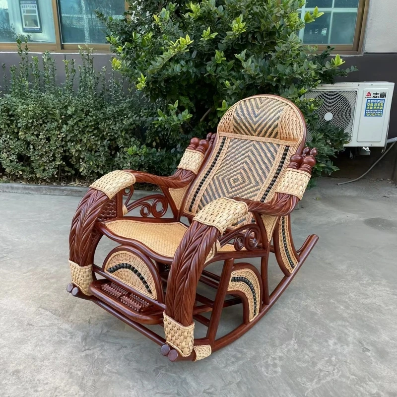 丰川藤艺真藤摇摇椅全藤摇椅老人逍遥椅成人午休躺椅