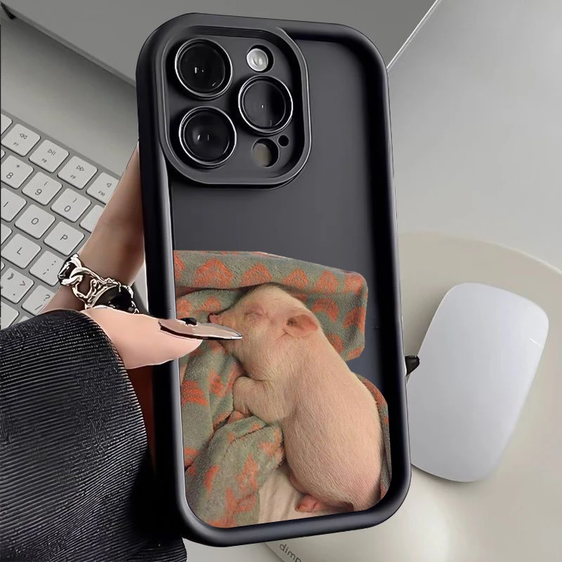 趣味小猪iPhone15/14/13苹果12手机壳11华为oppo小米vivo全包软套