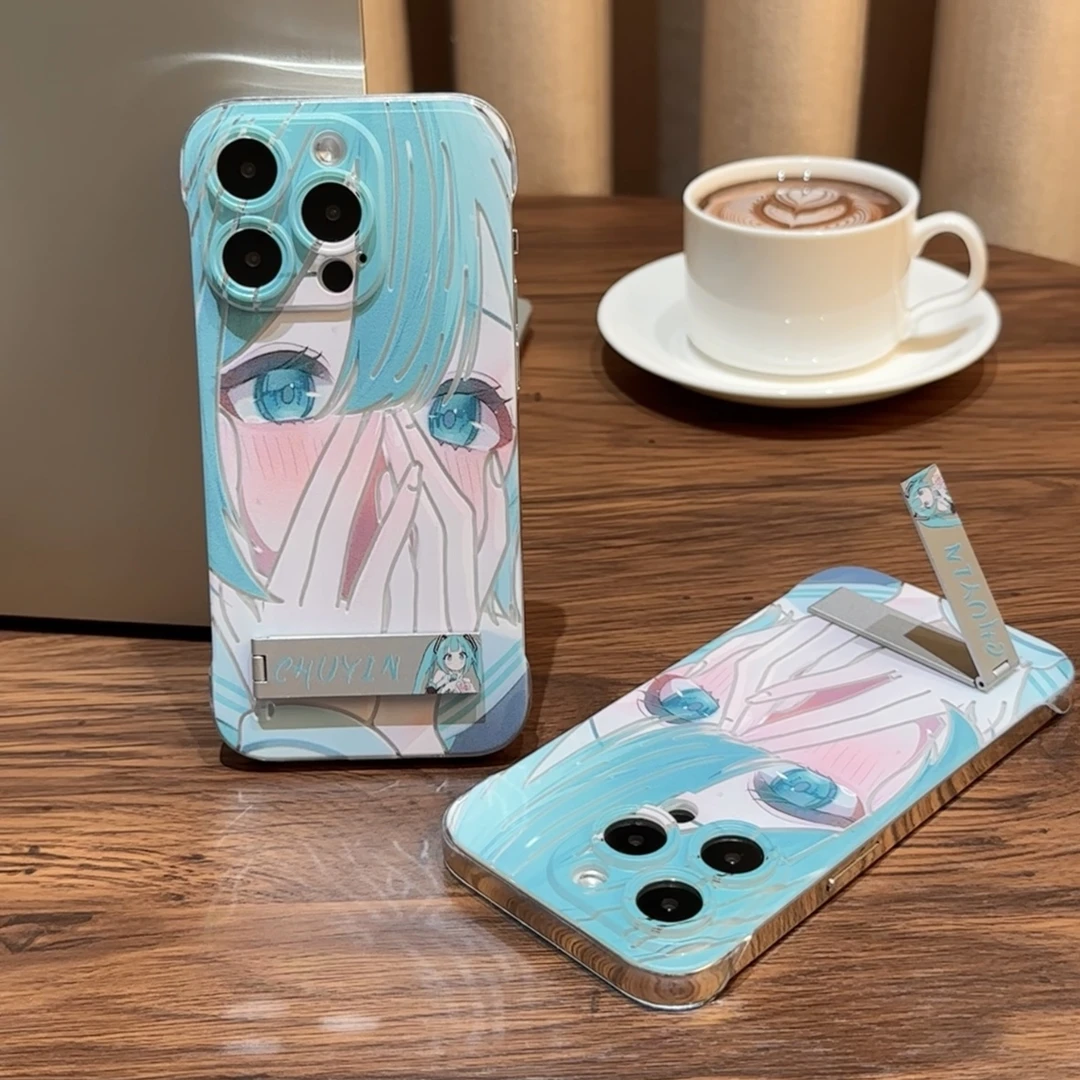 奥菲顿蓝眼睛初音适用iPhone15无边框14手机硬壳华为vivo小米oppo