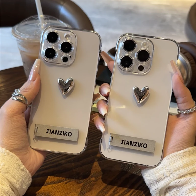 Lucky立体爱心适用iPhone16无边框苹果手机壳华为vivo小米oppo套