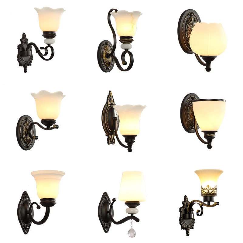 美式壁灯卧室床头灯客厅阳台过道灯欧式简约现代创意乡村铁艺灯具