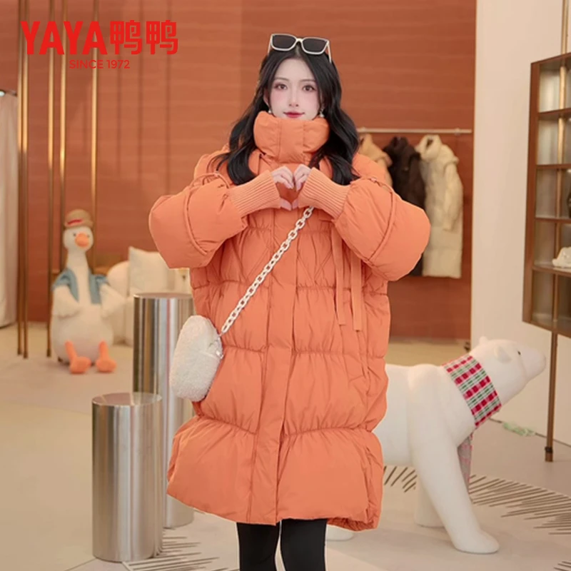 YAYA/鸭鸭时尚百搭中长款连帽秋冬加厚保暖羽绒服YE2B623231A