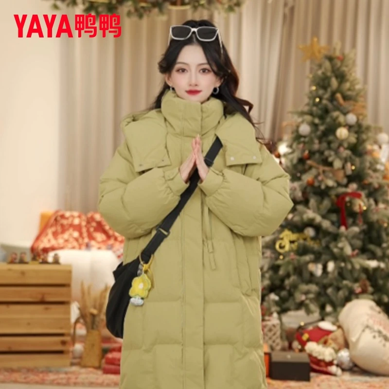 YAYA/鸭鸭冬季长款羽绒服女款新品加厚保暖宽松外套YE3B604602H