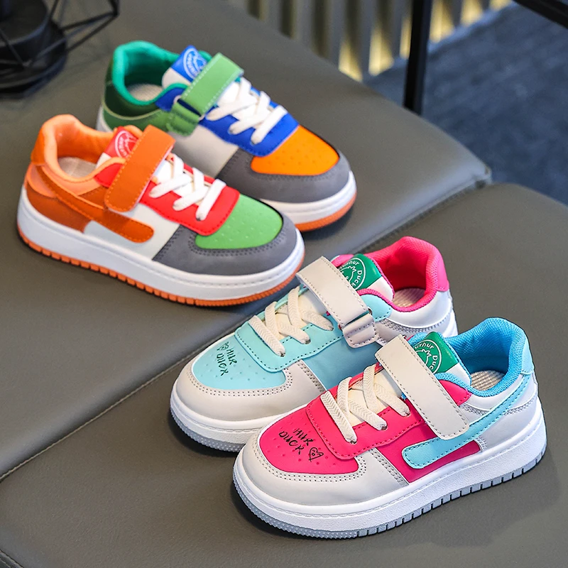 小黄鸭魔术贴鸳鸯色低帮板鞋女童新款爆款休闲鞋防滑单鞋潮