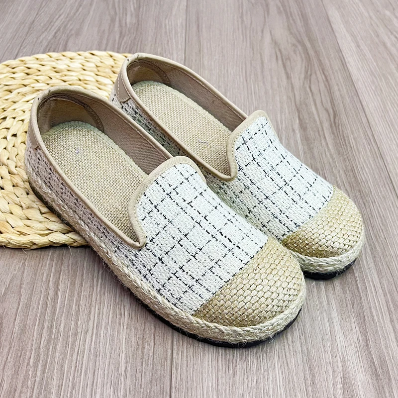 女士网面时尚休闲夏季软底浅口草编鞋子透气妈妈鞋女士