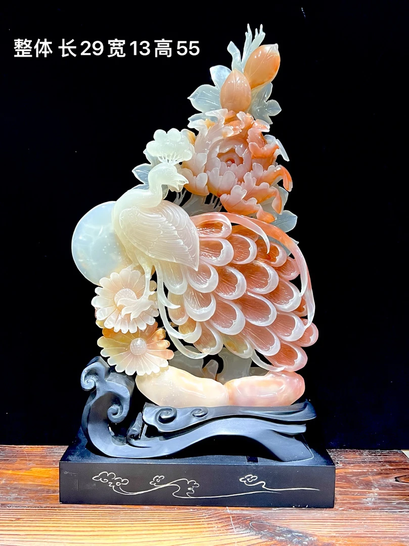 《富贵吉祥 孔雀牡丹花》家居博古架玄关酒柜摆件公司开业乔迁送礼