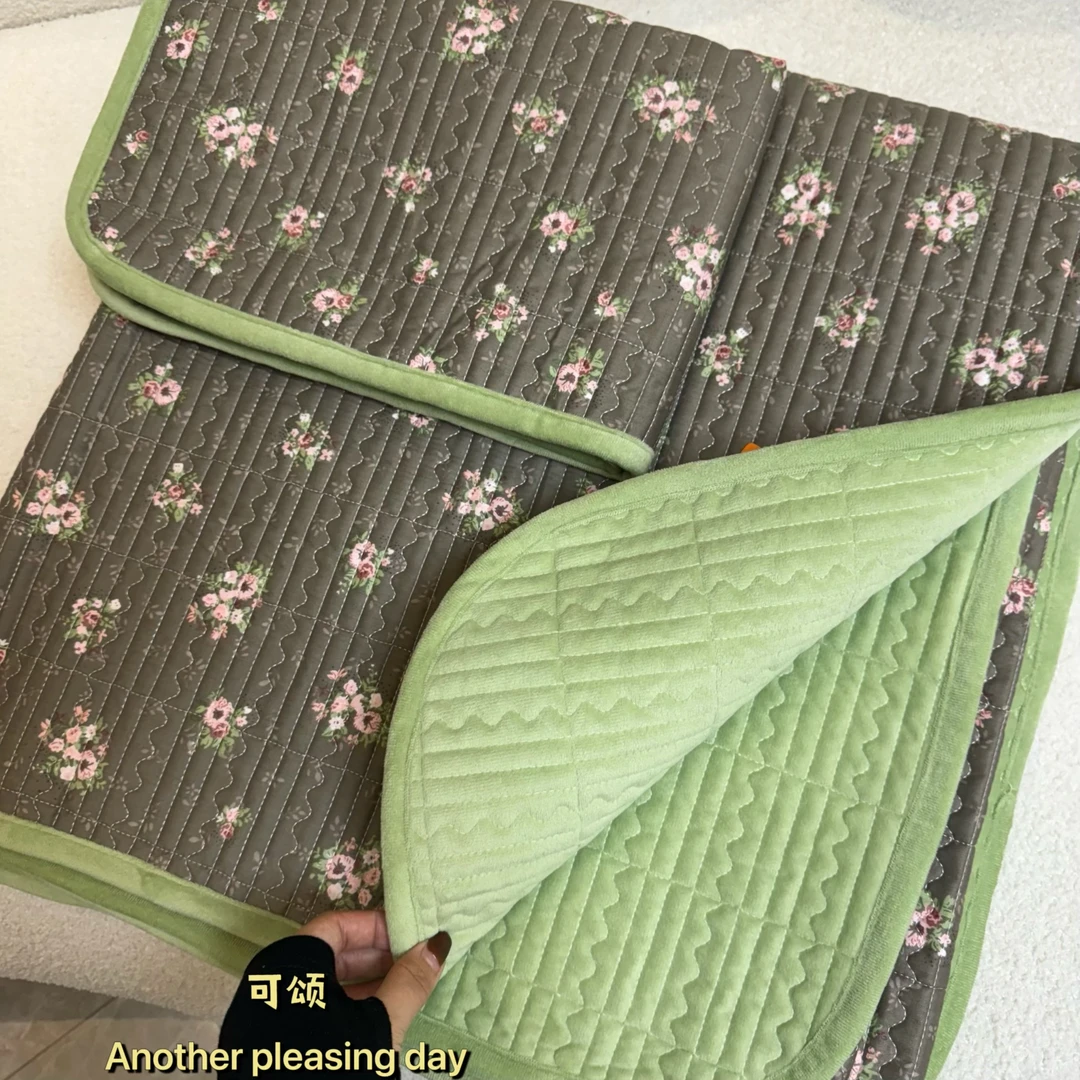 【棉+牛奶绒床盖】加厚韩式法式床盖绗缝夹棉防滑炕盖双面用可机洗