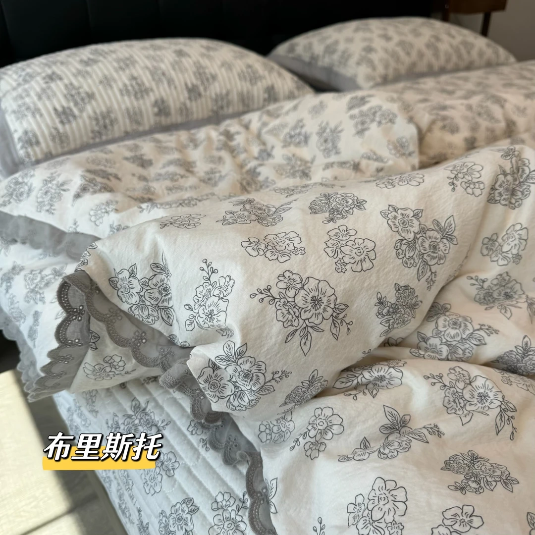 床盖四件套四季款A类秋冬加厚柔软韩式小清新被罩被套法品美式