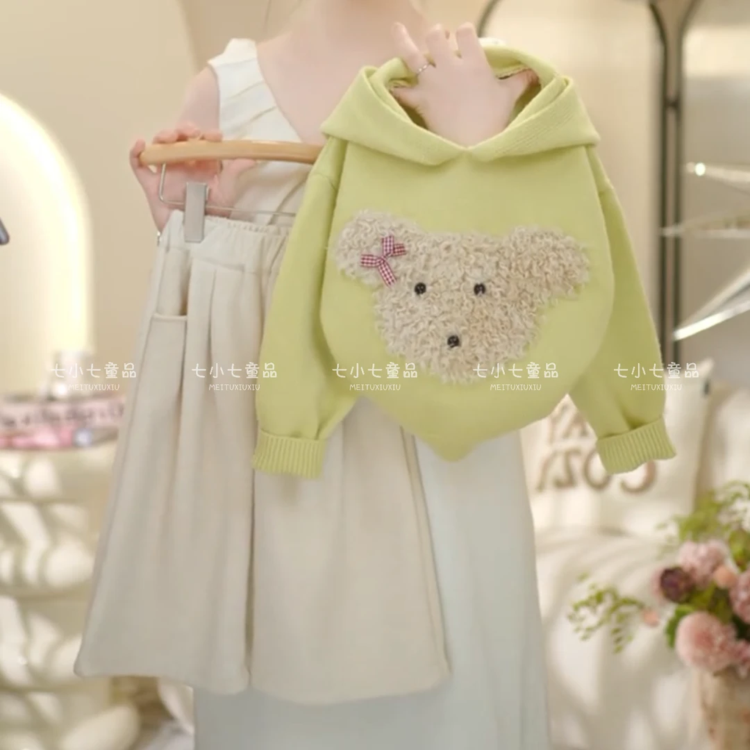 女童2025春季新款洋气狗狗毛衣裤子套装 C22101