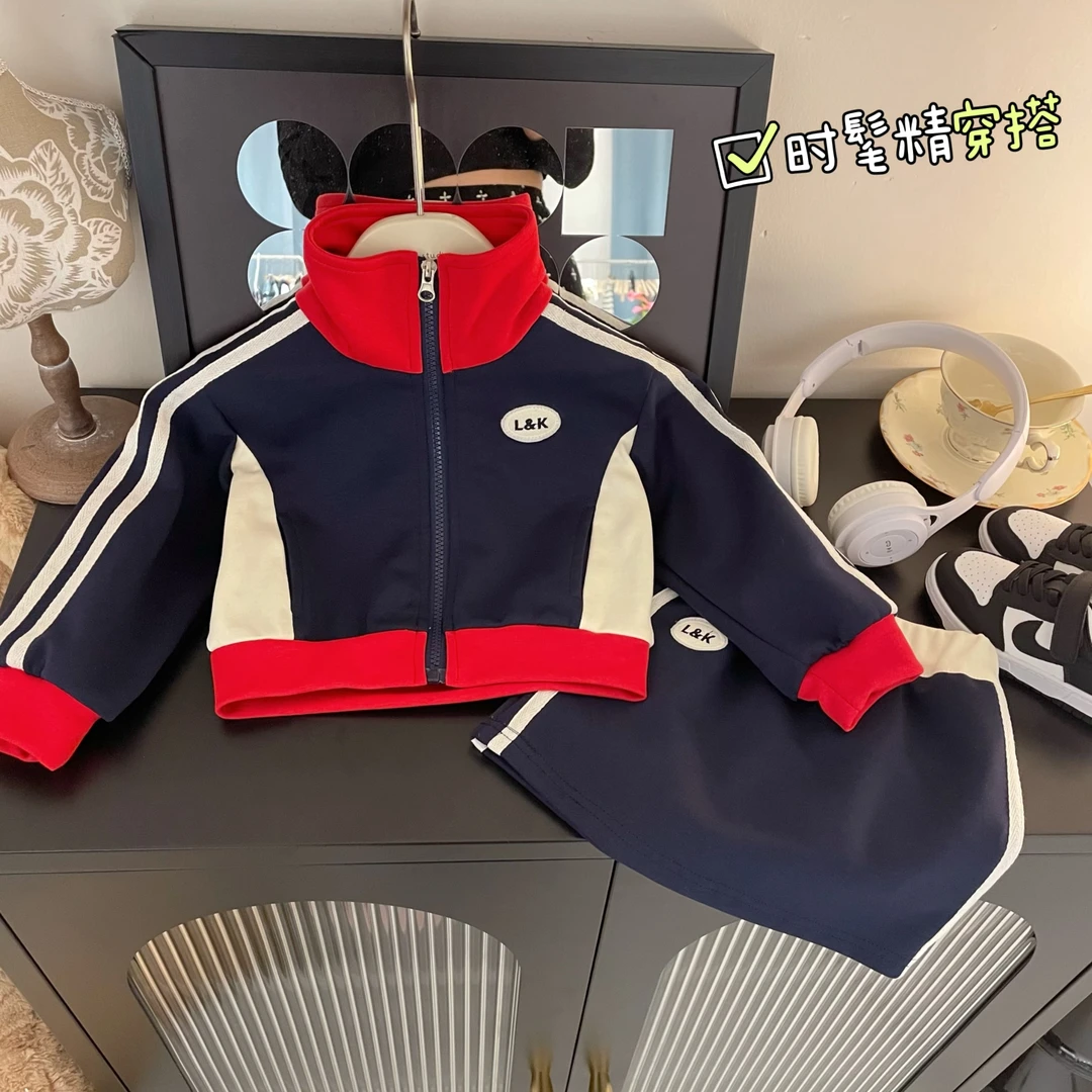 女童秋季新款拼接撞色字母长袖外套C10517