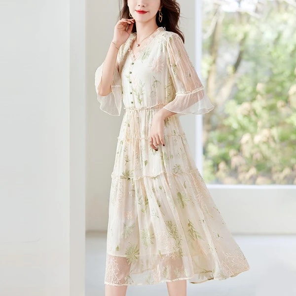 【大小姐专属】百搭气质显瘦桑蚕丝连衣裙82497018