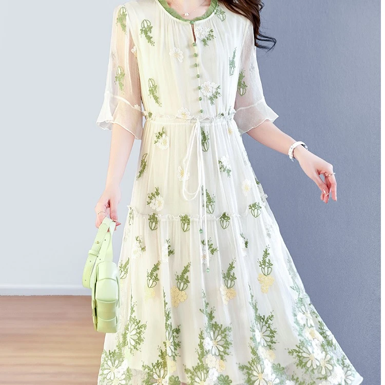 【琳琳专属】重工刺绣100桑蚕丝连衣裙82398785